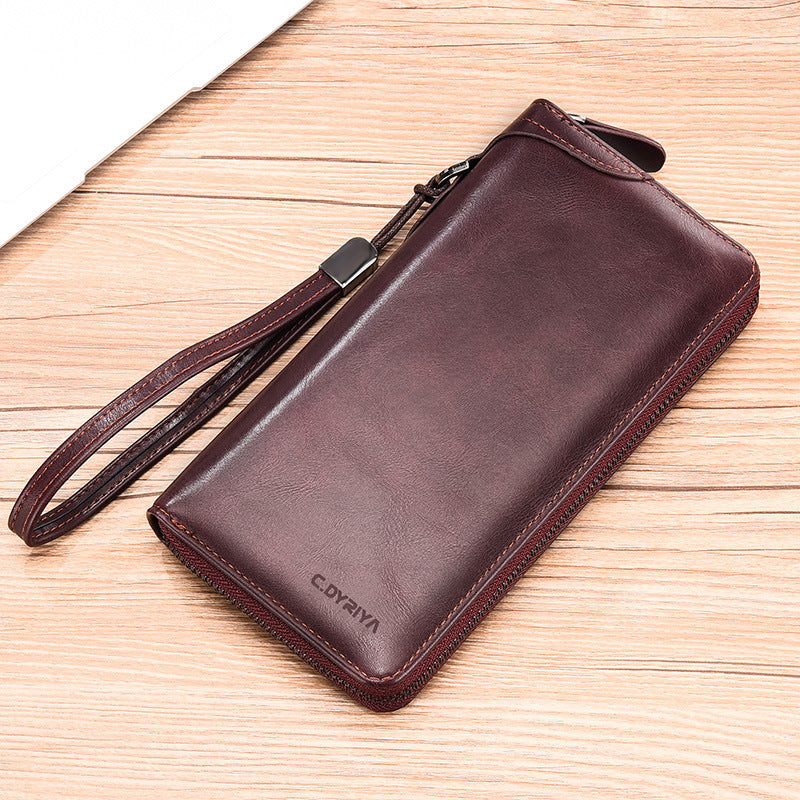 Portefeuille d'affaires Simple porte-carte multifonctionnel portefeuille pour hommes portefeuille à fermeture éclair longue