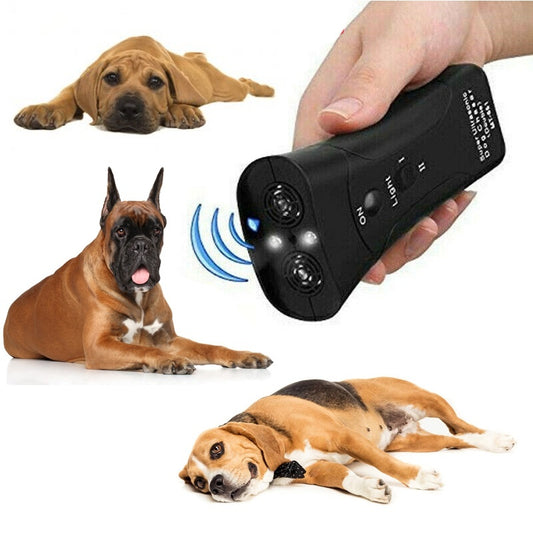 Dispositivo de entrenamiento para perros antiladridos 3 en 1, repelente ultrasónico de entrenamiento para perros, linterna LED