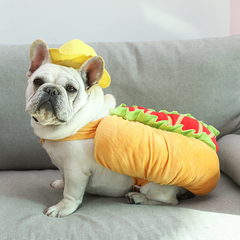 Tenue de transformation de vêtements de hot-dog pour chien