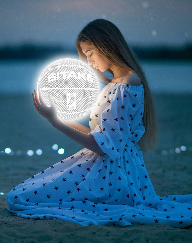 Noche de baloncesto fluorescente luminosa brillante Juego de baloncesto