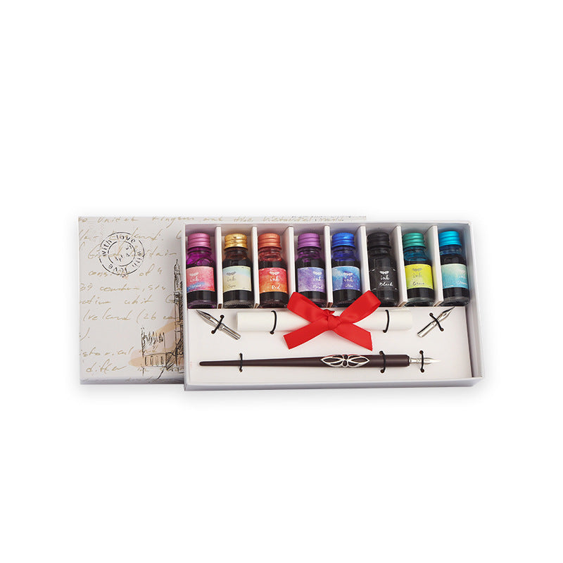 Pen and Ink Gift Box Wooden Dip Pen Set