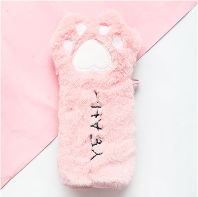 Lindo bolso con forma de pata de gato de peluche