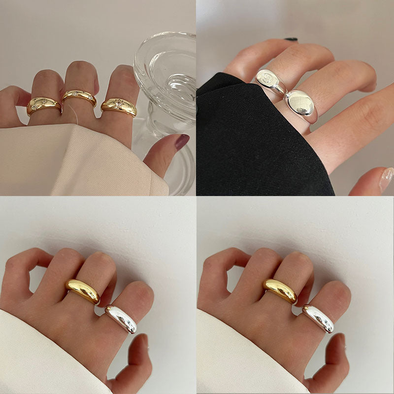 Anillo minimalista básico de apertura suave para mujer, anillo de moda con personalidad elegante que combina con todo, estilo frío