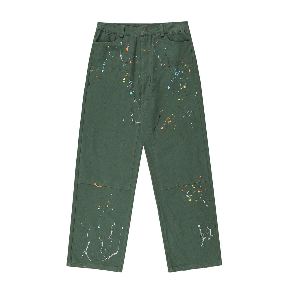 Spray Paint Splash Ink Loose Straight Trousers