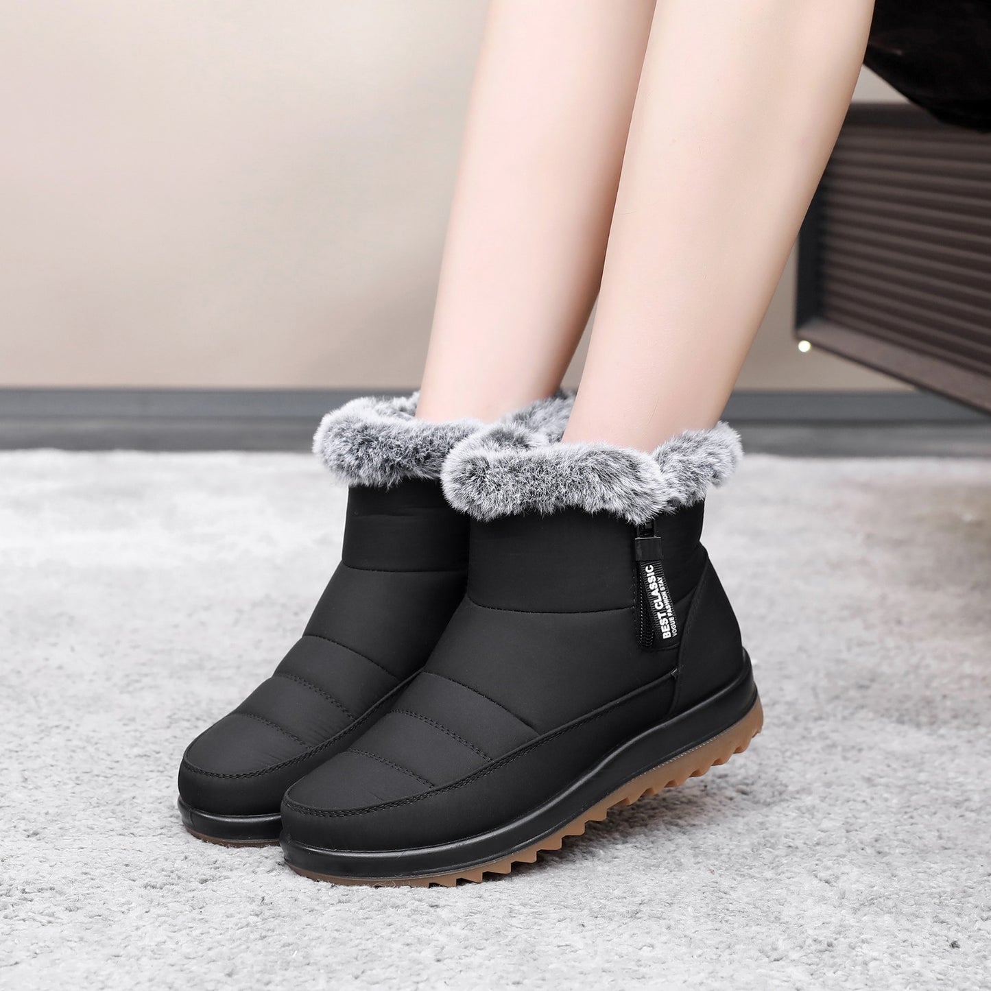 Bottes thermiques en coton épais, antidérapantes, imperméables, doublées de polaire, fond complet des tendons
