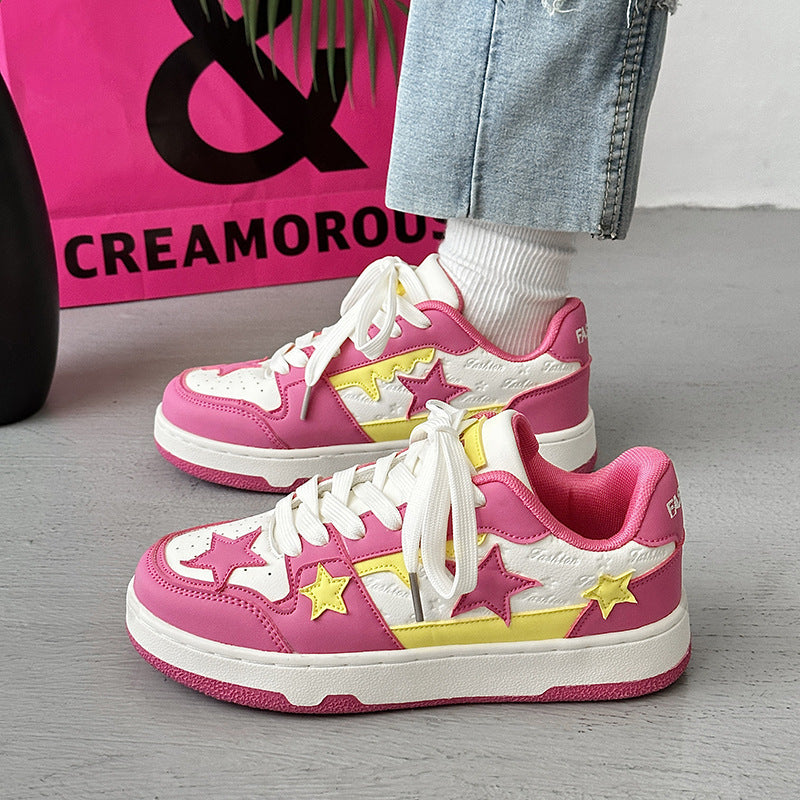 Chaussures de sport légères et tendance, Style hongkongais, couleur contrastée, rétro, étoile à cinq branches, été