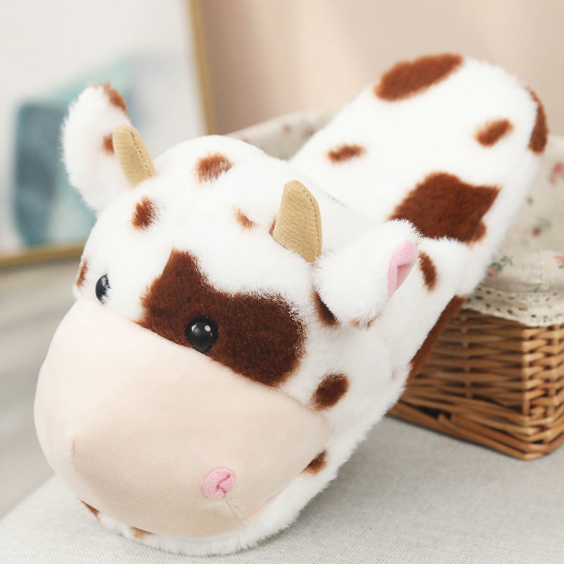 Pantoufles de vache mignonnes, jouets en peluche