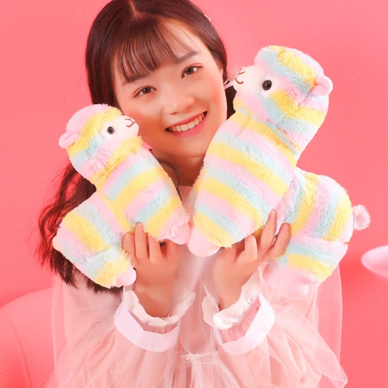 Poupée en peluche alpaga colorée, jouet mignon, dieu, bête, herbe, boue, petit mouton, oreiller, cadeau d'anniversaire pour fille