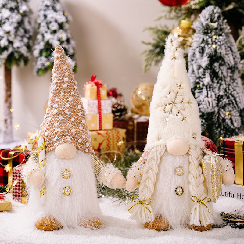 Poupée décorative sans visage en tissu de noël, ornement, décorations de noël