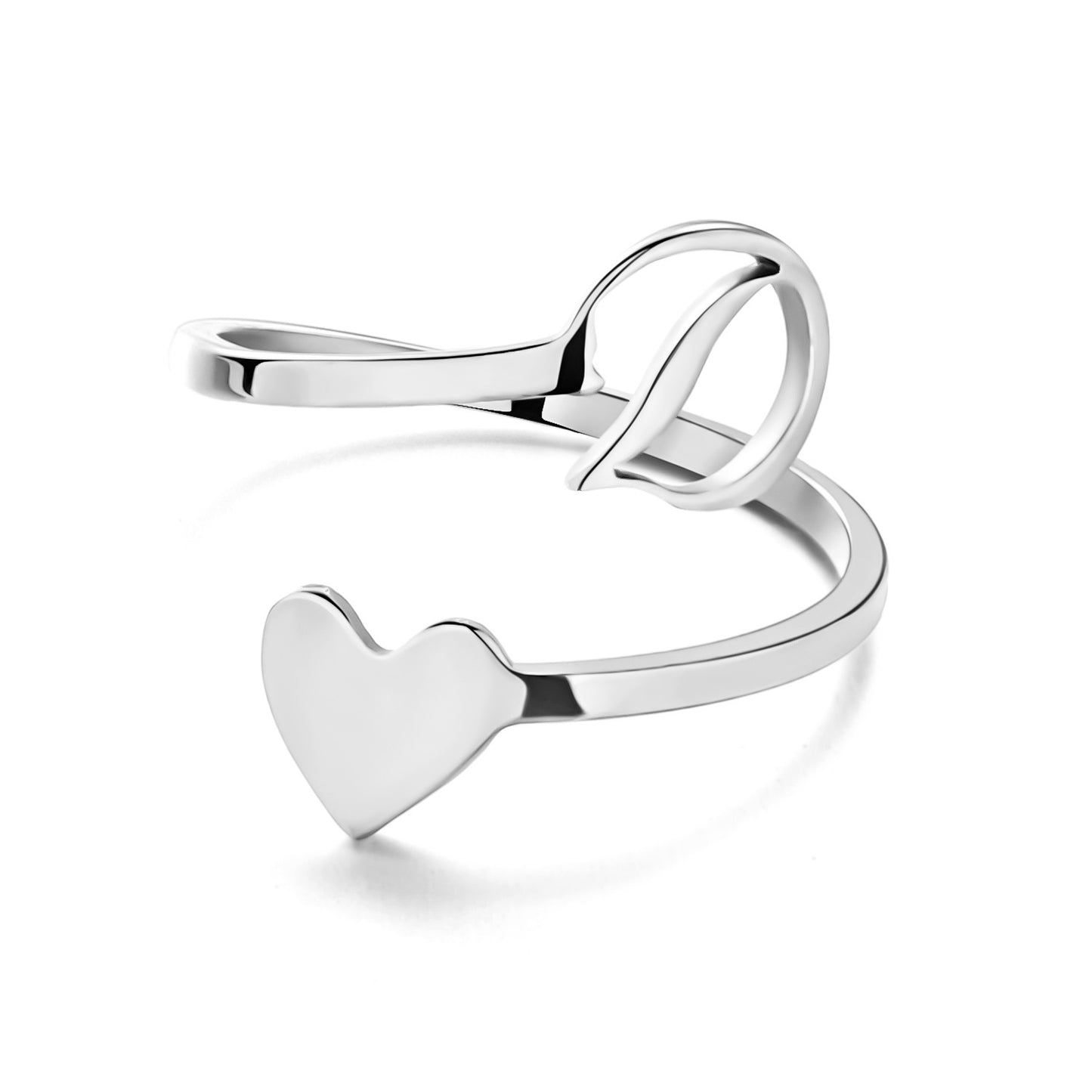 Simple Letter Three-dimensional Loving Heart With Opening Adjustable Ring