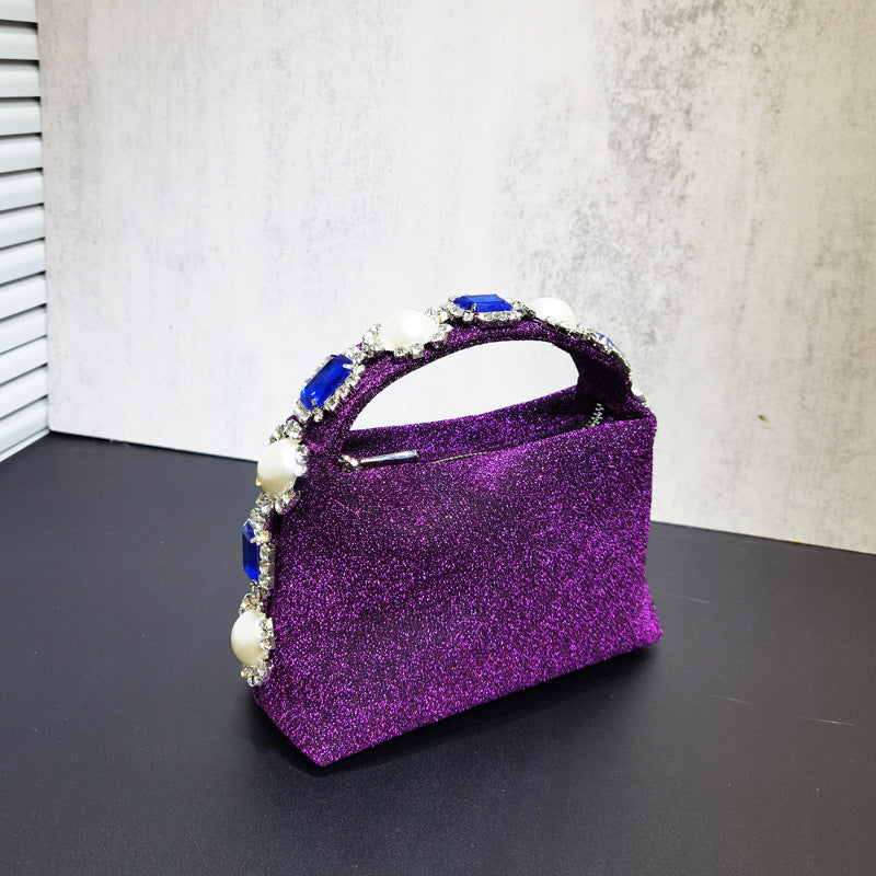 Sac de dîner en perles de strass et de fleurs, pochette en soie et diamants