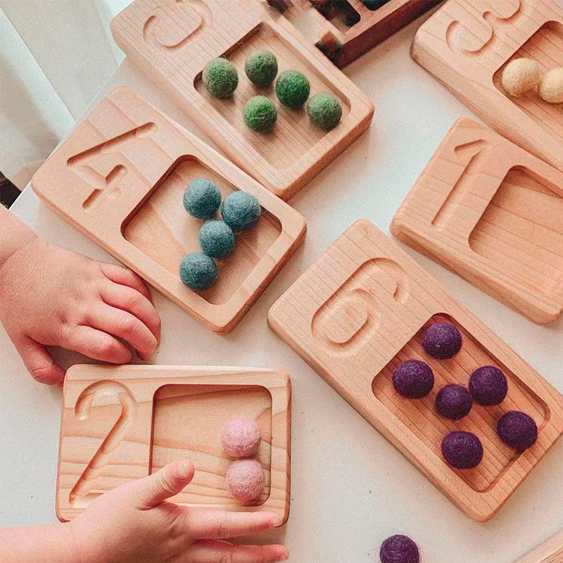 Jouets Montessori en bois, cadre en noyer, planche de comptage, plateau pyramidal, engourdissement numérique