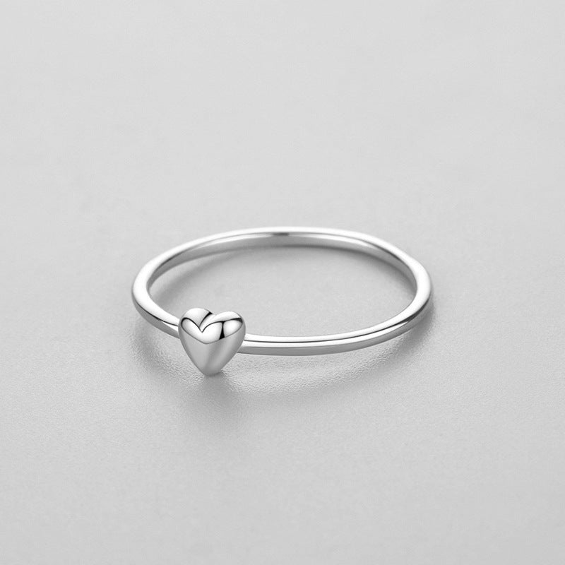 925 Sterling Silver Plain Simple Heart-shaped Ring For Women