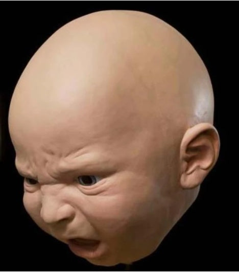 Masque qui pleure drôle SY en colère bébé visage masque en Latex couvre-chef Halloween