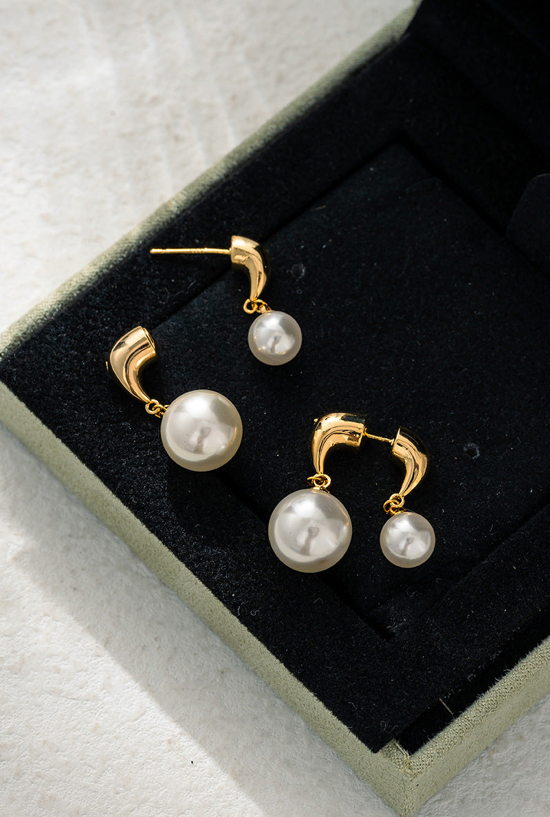 Boucles d'oreilles en perles pour femmes, rétro, faciles à assortir, simples et légères, de luxe