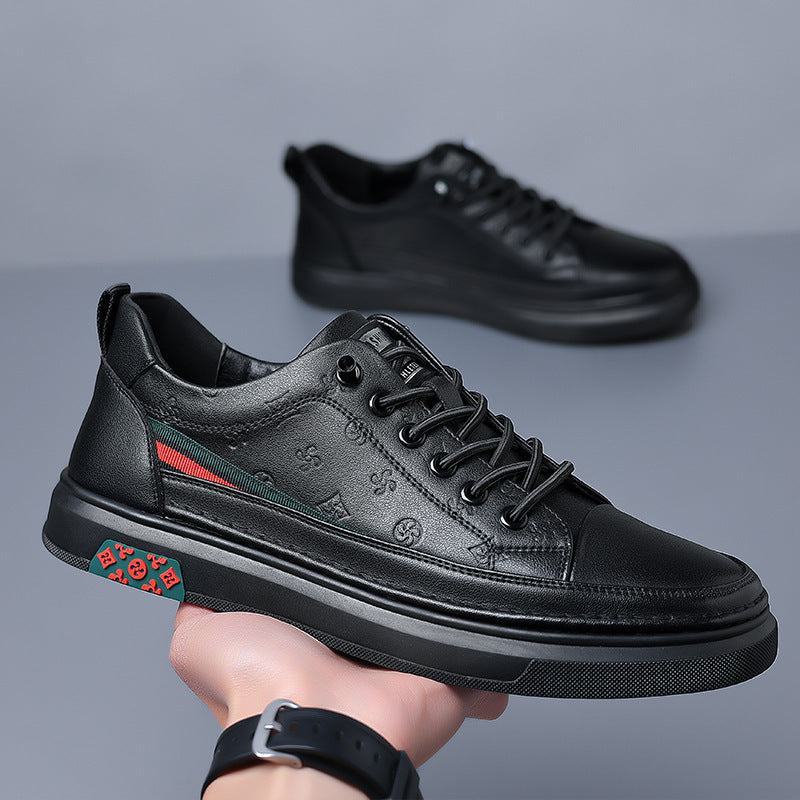 Chaussures de mode décontractées à fond souple pour hommes en peau de vache