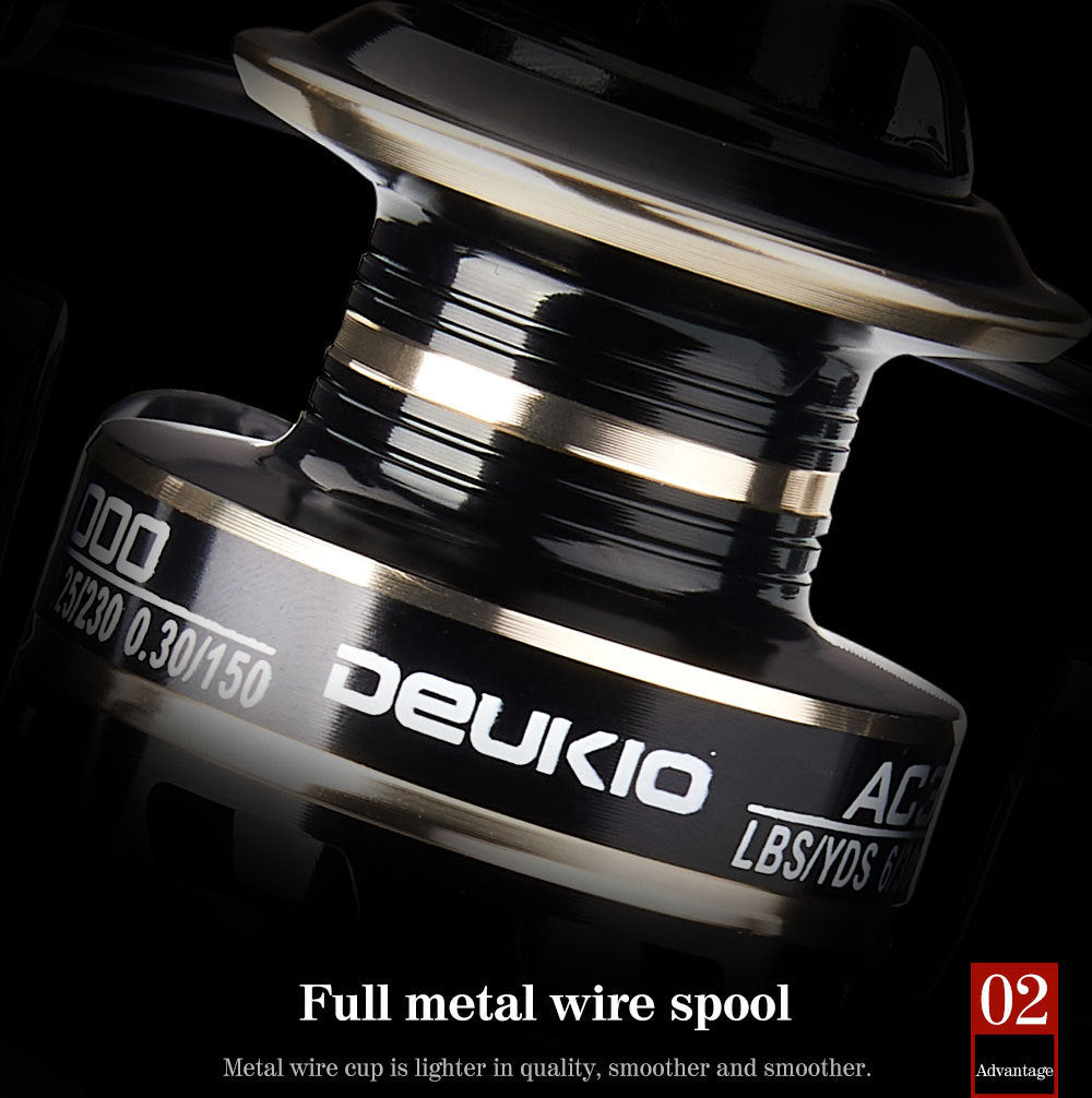 Rueda de pesca Carrete de pesca de metal Cebo Rueda de caña de pescar telescópica