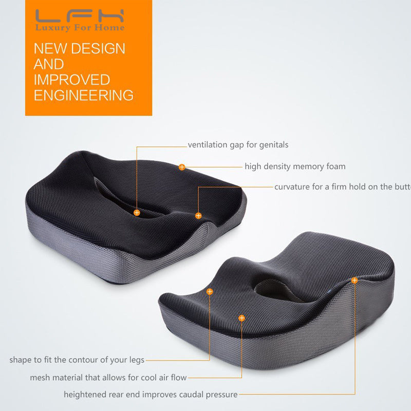 Coccyx orthopédique confortable en mousse à mémoire de forme chaise coussin de siège de voiture pour le bas du dos Coccyx hémorroïdes médicales coussin Almofadas 
