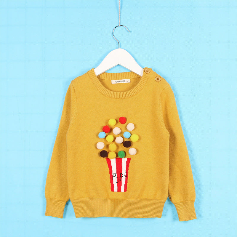 Cárdigan de invierno para niñas, suéter para niños, diseño de bolas, cárdigans tejidos para bebés, suéter informal para niños pequeños, suéter de lana para niñas