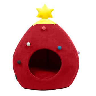 Árbol de Navidad Cama para mascotas Invierno Cálido Nido para mascotas Casa para gatos Suministros para mascotas perros