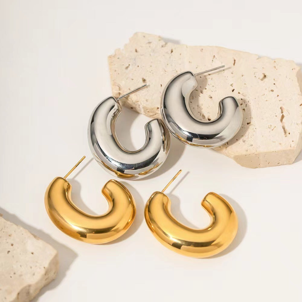 Boucles d'oreilles creuses géométriques en cuivre pour femmes
