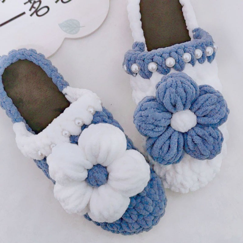 Chaussures à crochet faites à la main, nouveau motif bouffant, pantoufles tissées, paquet matériel