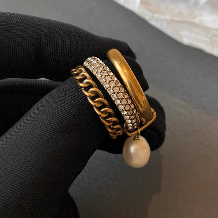 Retro Multi-layer Baroque Pearl Ring For Women