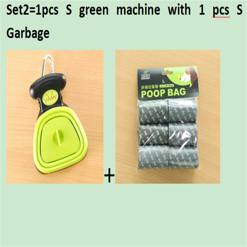 Scooper de merde pliable de voyage pour animaux de compagnie de chien avec 1 rouleau de sacs décomposables cuillère de merde propre ramasser les excréments nettoyant Epacket expédition