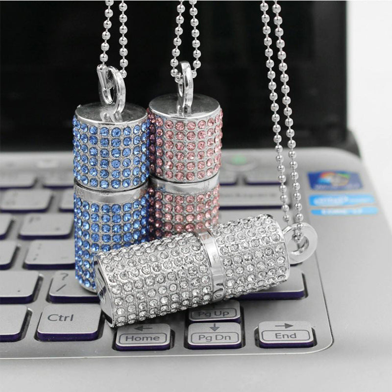Clé USB rouge à lèvres cylindre en cristal