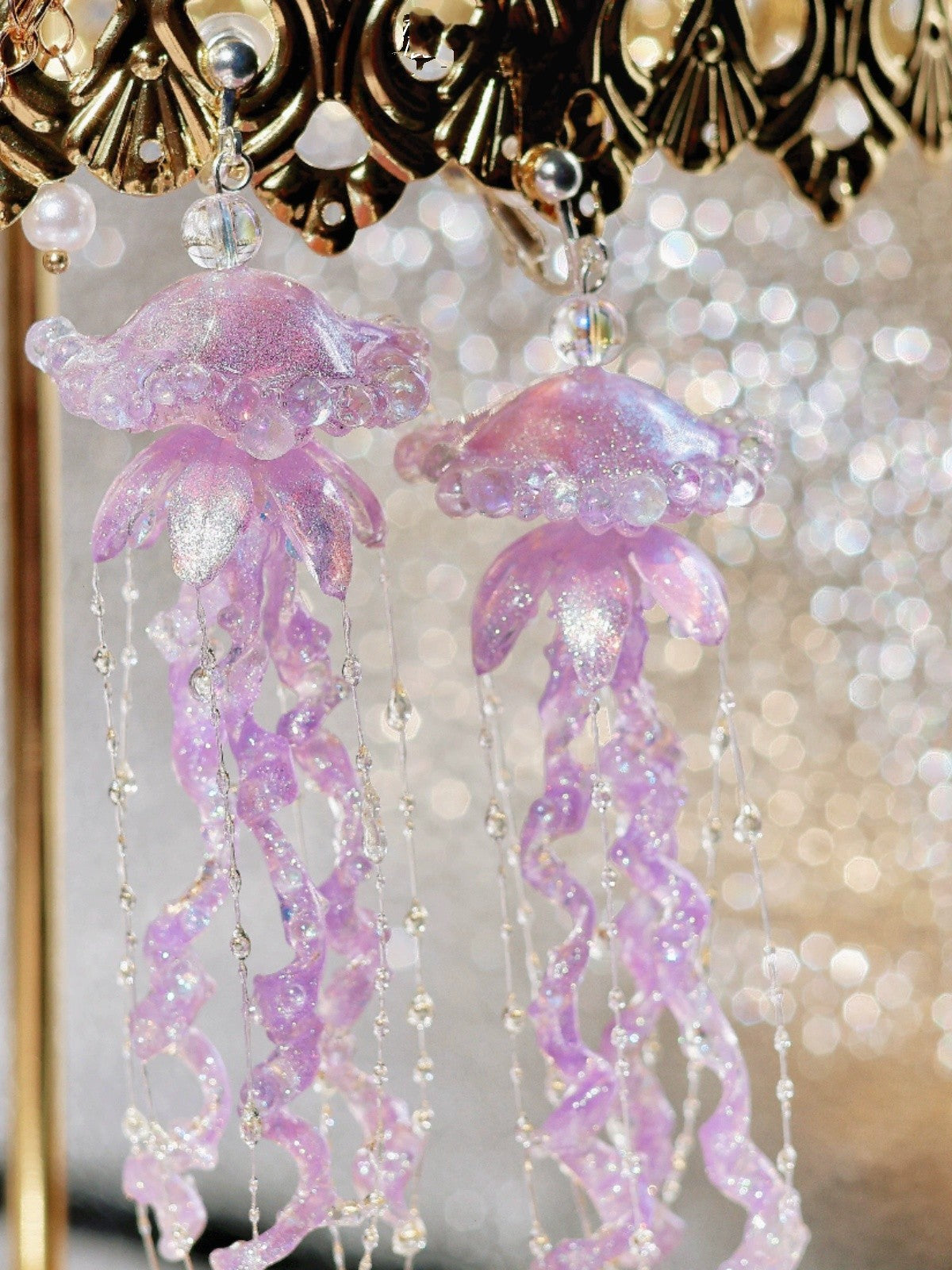 Creative Jellyfish Earrings Long Cute Ear Clip