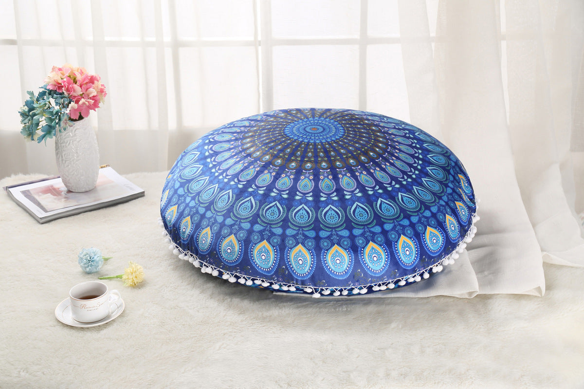 Oreillers de sol Mandala colorés, Ottoman rond, coussin de méditation bohème, Pouf