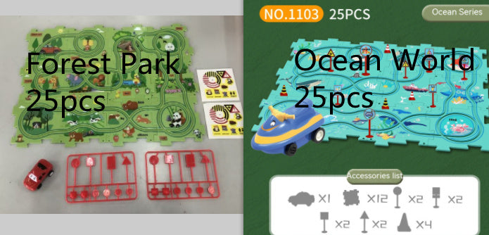 Puzzle pour enfants, vitesse de chemin de fer électrique, assemblage de voiture électrique automatique, scène de ville, Construction, jouet éducatif, cadeau