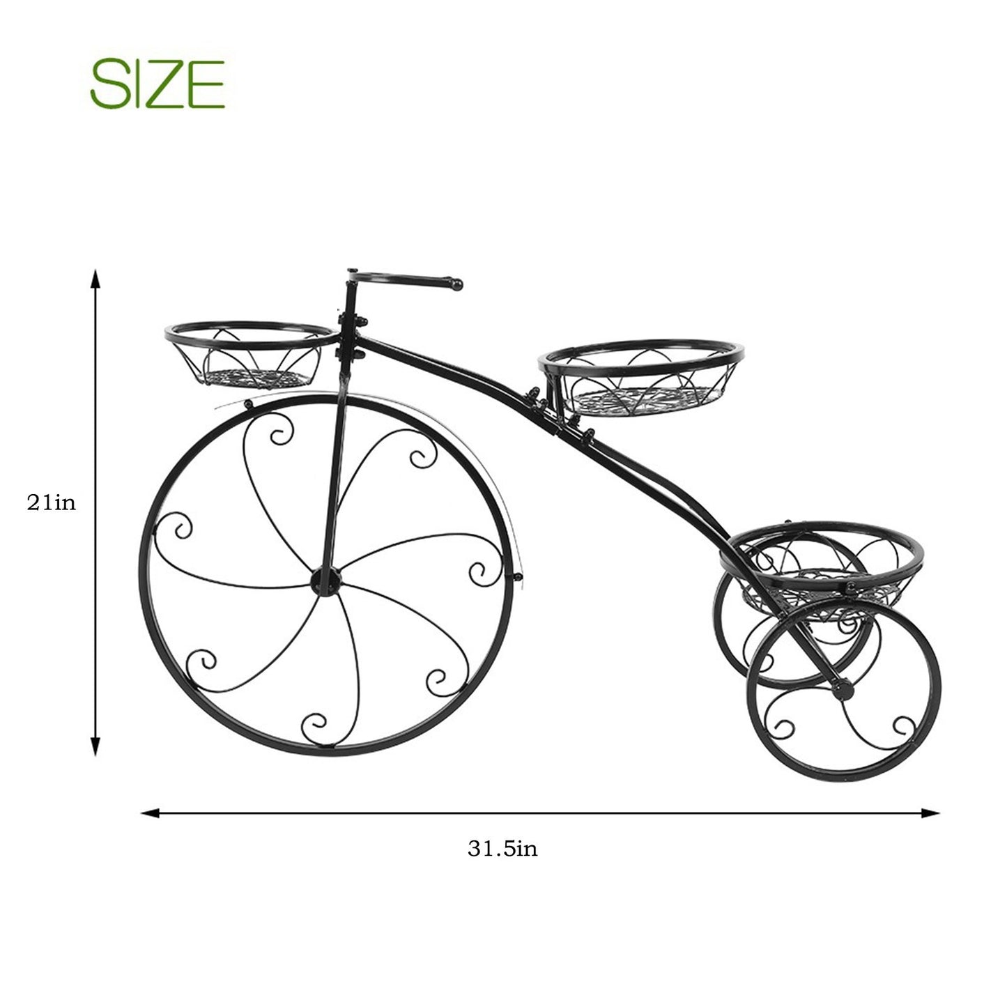 Support de chariot de Pot de fleur de support de plante de Tricycle idéal pour le jardin et le Patio de maison
