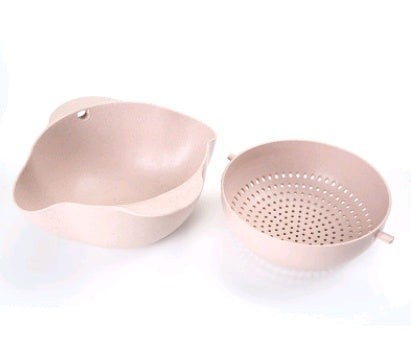 Organizador de lavandería para cocina, cuenco de plástico para frutas y arroz, colador de arroz, cesta de lavado