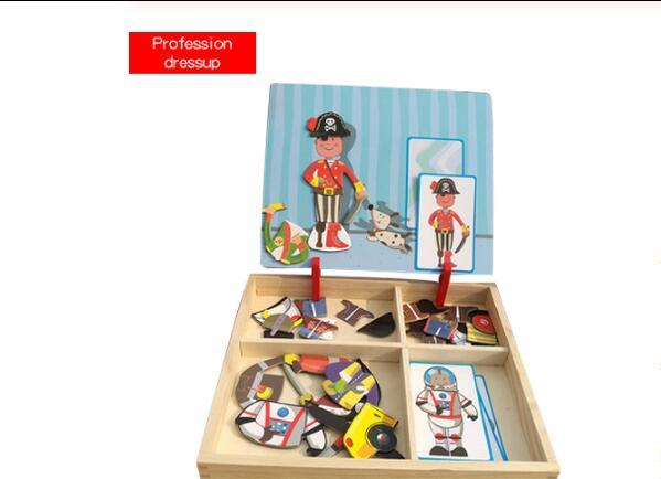 Puzzle magnétique amusant Montessori, boîte de Puzzle en bois pour enfants, jeu de dessin animé, peinture éducative, jouets pour enfants, cadeau anti-stress