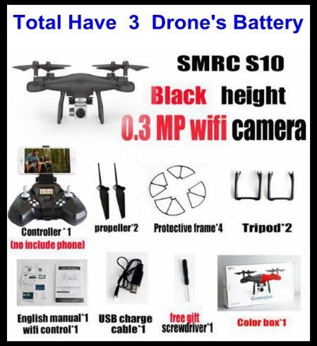 Promotion des ventes WiFi 2MP caméra avec S10 SMRC FPV quadrirotor Drone hélicoptère UAV Micro télécommande jouet RACER KIT avion