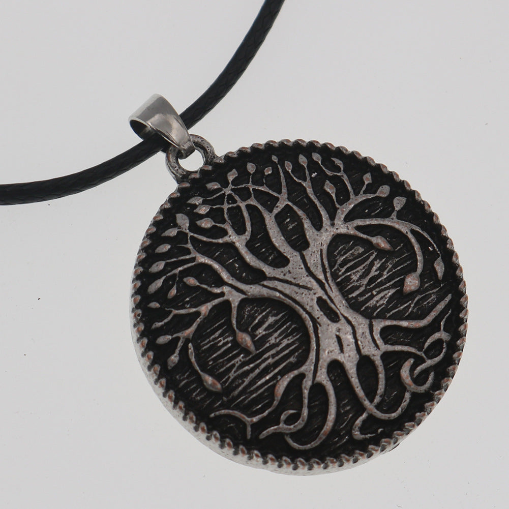 Viking arbre de vie pendentif en alliage de Zinc Vintage Aoding Rune monde arbre collier rond