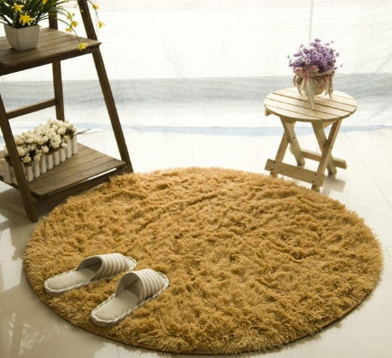Tapis rond moelleux en fausse fourrure pour décoration de salon, Long tapis en peluche pour chambre d'enfants, tapis moderne à poils longs