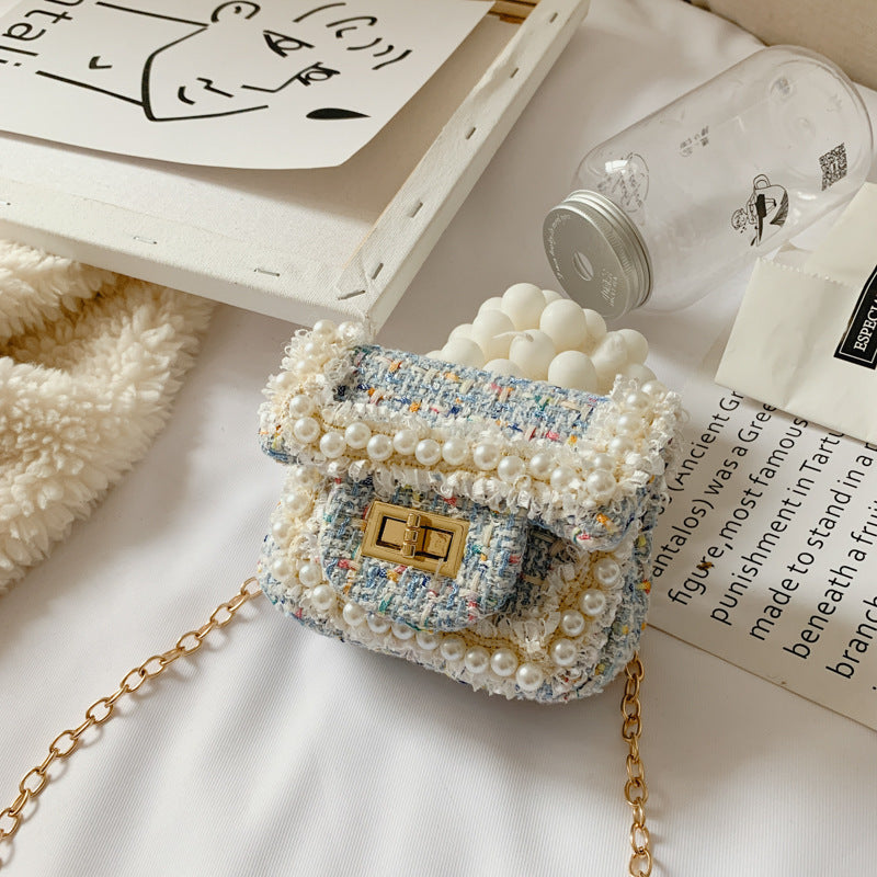 Sac à bandoulière pour enfants avec chaîne en treillis de diamants