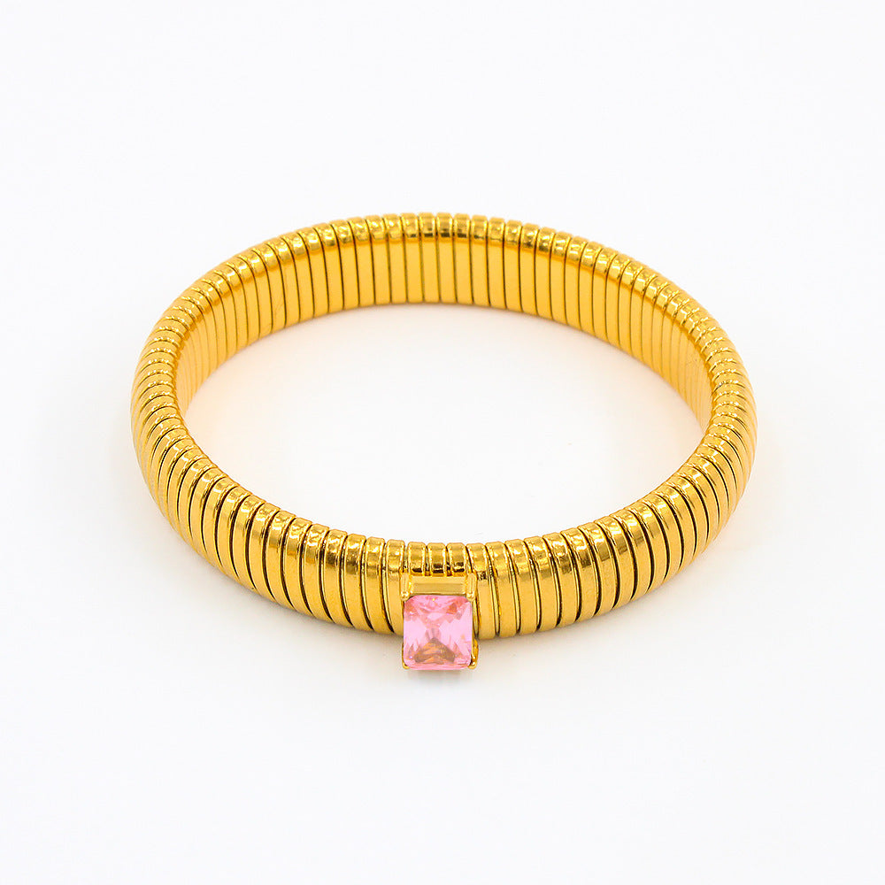Titanium Steel Square Zircon INS18K Gold Bracelet