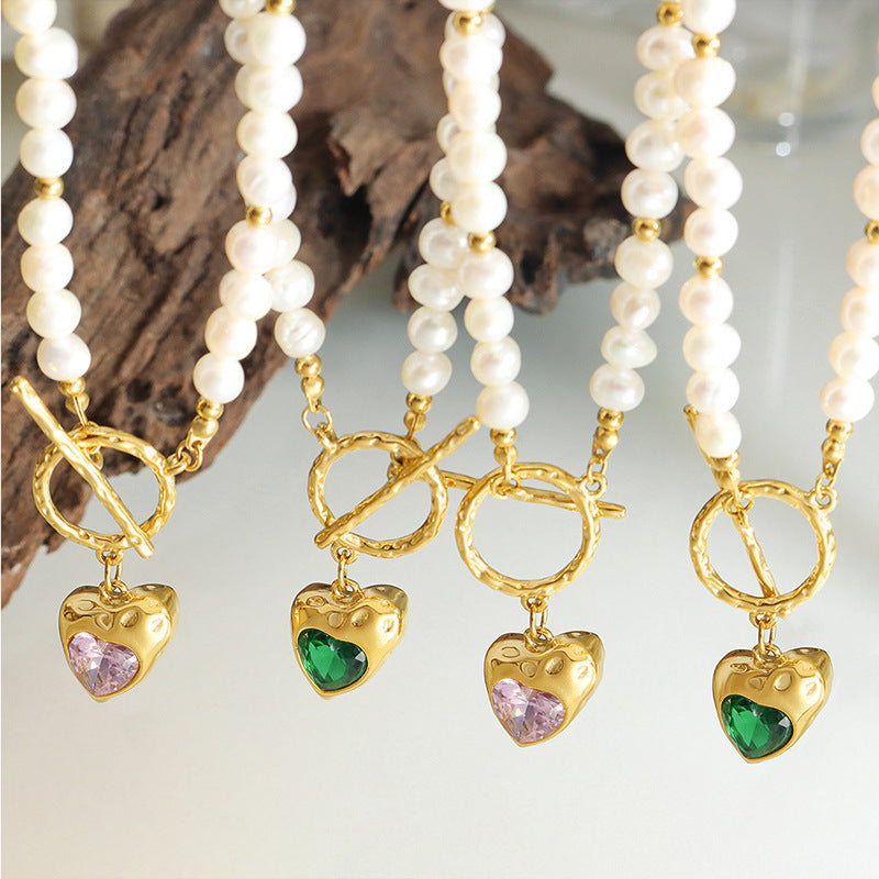 Women's Zircon Heart Shaped Love Titanium Steel Necklace
