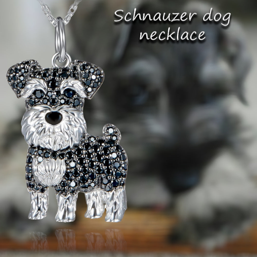 Collier de moulage sous pression en alliage de Zinc, dessin animé mignon Schnauzer exquis et écologique