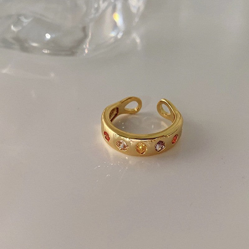Anillo de piedra Natural ámbar estilo Vintage Maillard para mujer temperamento salvaje