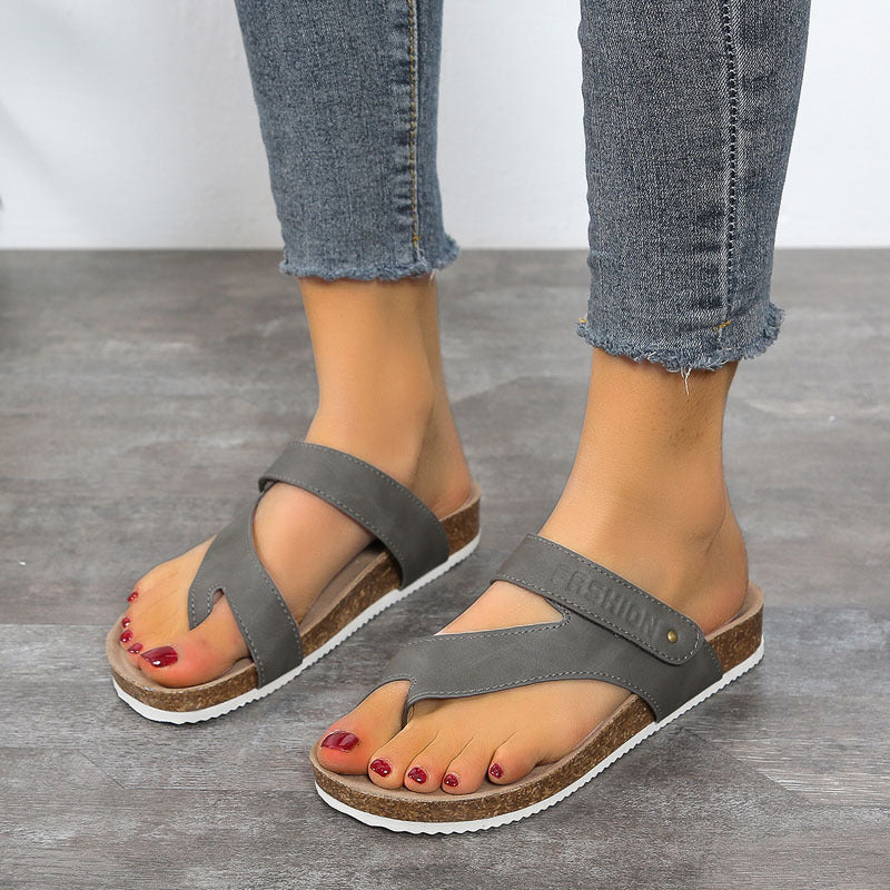 Chaussures de plage tongs à semelle épaisse avec anneau d'orteil plat