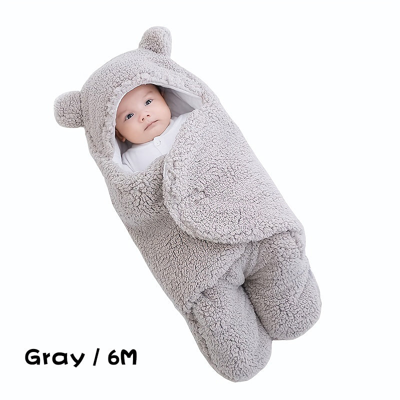 Sac de couchage d'hiver pour bébé, sac de couchage imprimé ours, adapté aux bébés âgés de 0 à 10 mois, tapis de sieste doux avec oreiller amovible