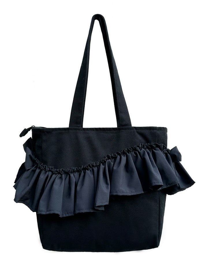 Bolso de compras de encaje con lazo de color liso