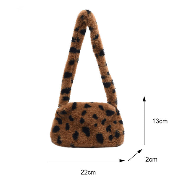 Sac à main portable en peluche pour femme