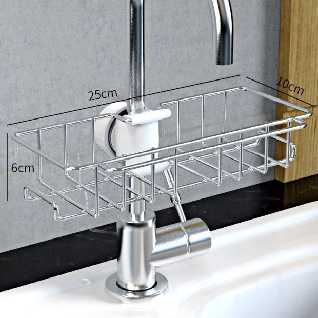 Estante de almacenaje para fregadero de acero inoxidable, grifo ajustable para cocina y baño, escurridor de platos, organizador de cocina