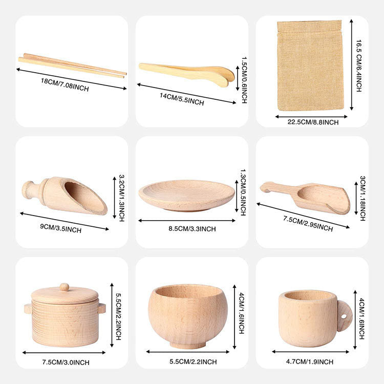 Ensemble de couverts en bois sensoriels Montessori pour enfants