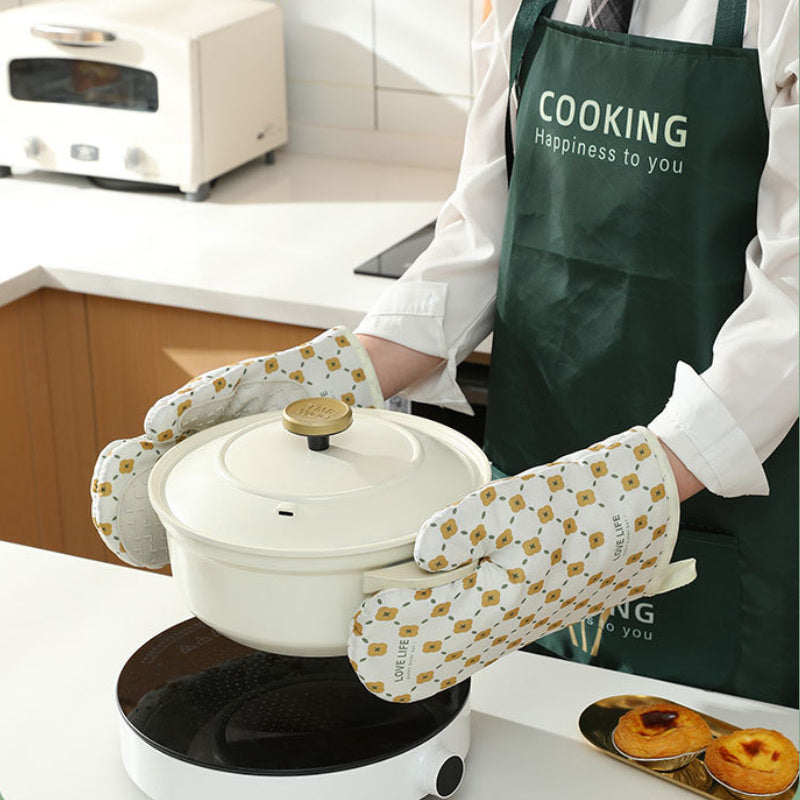 Antiescaldado Microondas Algodón Antideslizante Aislamiento Guantes Horno Mitones Cocina Resistente al calor Algodón espesado Aislamiento térmico Microondas Horno Horno Anti escaldado Guantes para el hogar Herramientas para hornear